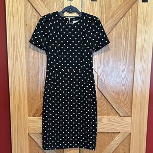 Calvin Klein Black and White Polka Dot Midi Dress